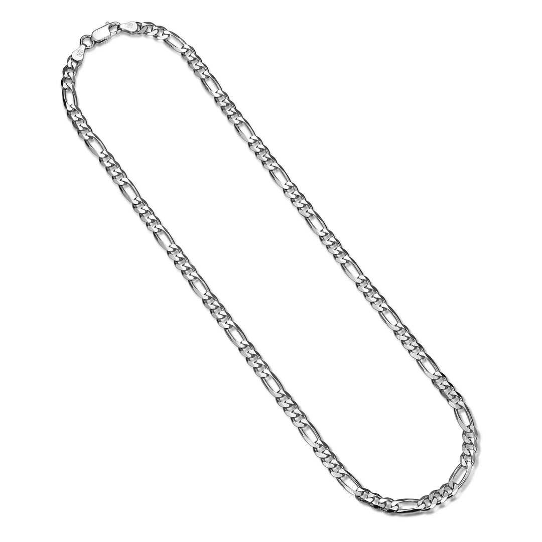 Italian Chain Rhodium Plated Figaro 3+1 Necklace - 20"