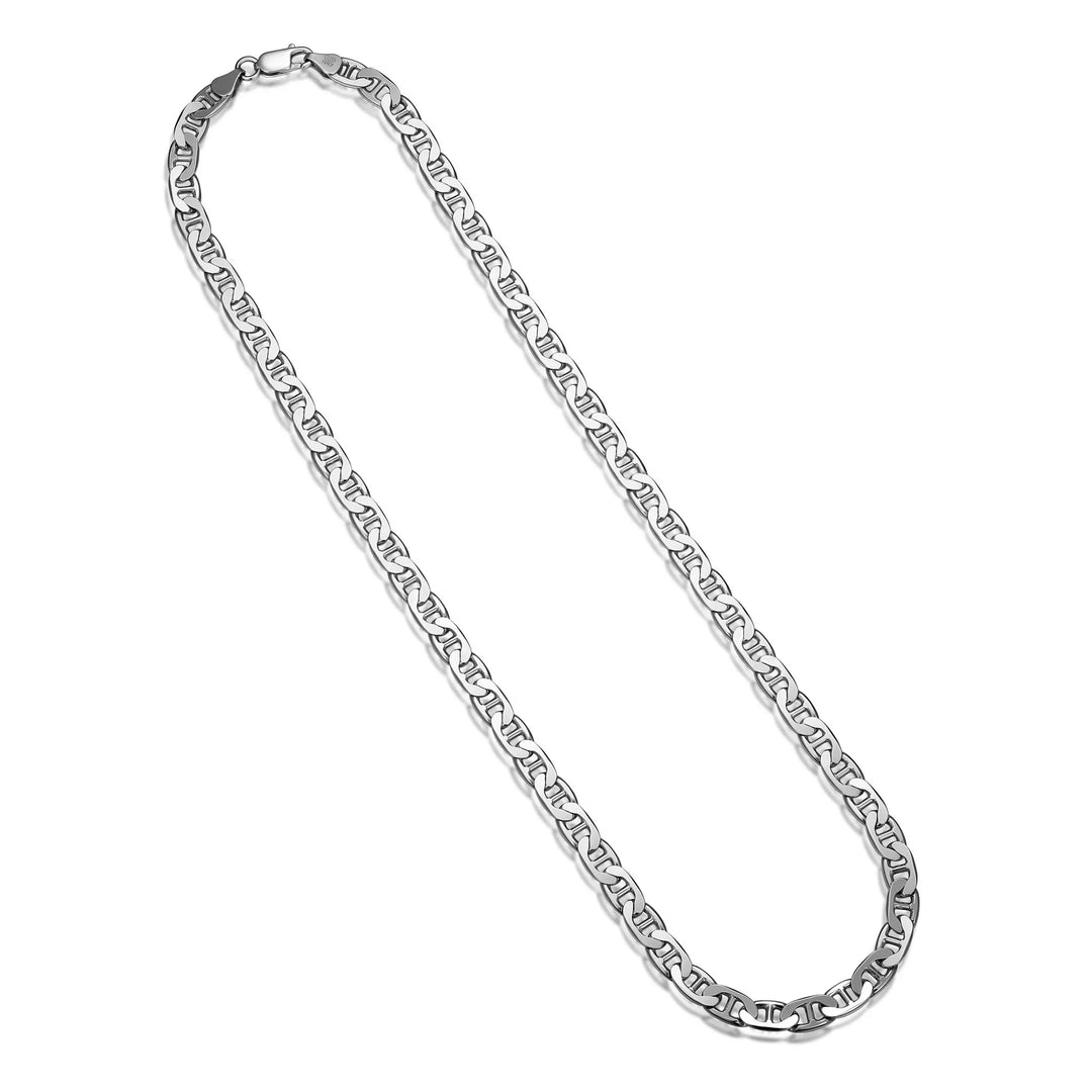 Italian Chain Rhodium Plated Marine Necklace - 22"