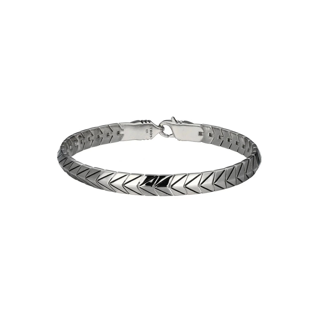 Chevron Rhodium Plated Sterling Silver Arrowhead Link Bracelet