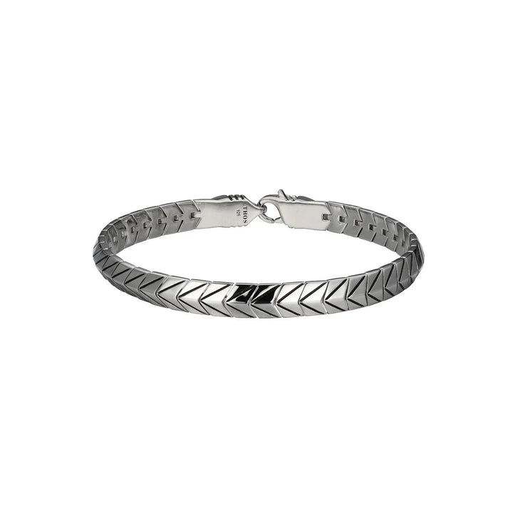 Chevron Rhodium Plated Sterling Silver Arrowhead Link Bracelet