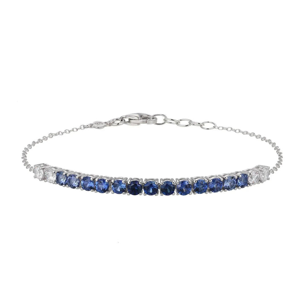 Silver Ombre Line Lab-Created Sapphire & Diamond Bolo Bracelet