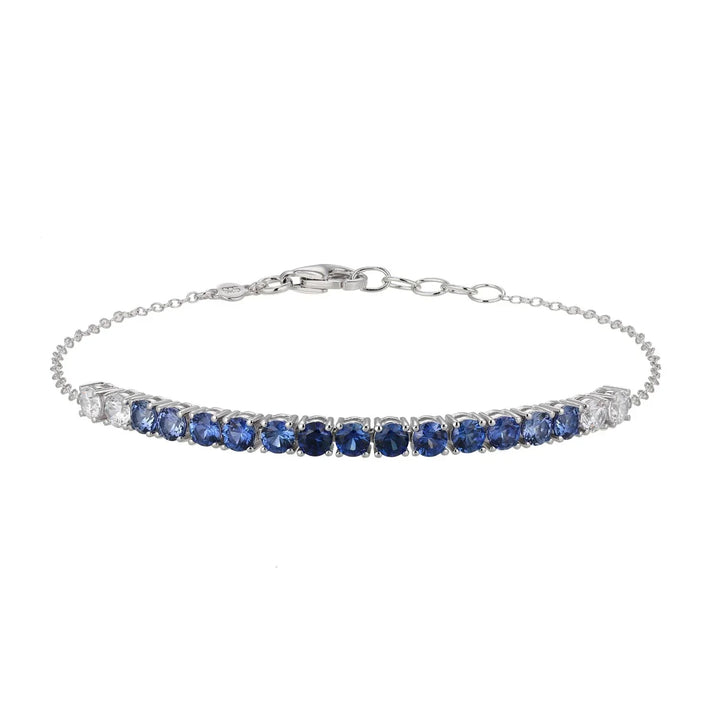 Silver Ombre Line Lab-Created Sapphire & Diamond Bolo Bracelet