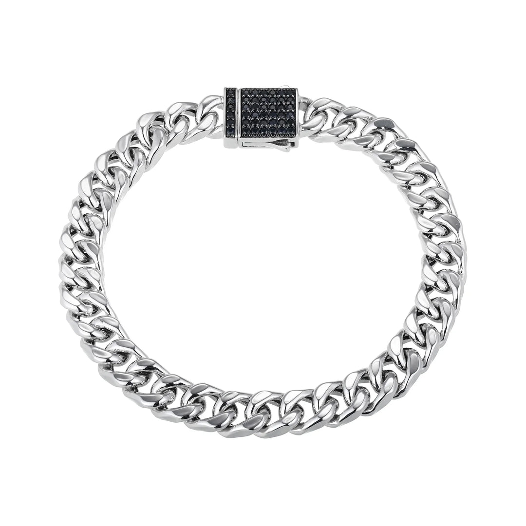 Links Gunmetal Rhodium Finish Sterling Silver Bracelet