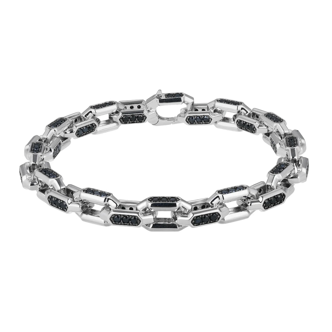 Links Gunmetal Rhodium Finish Sterling Silver Bracelet