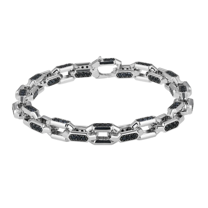 Links Gunmetal Rhodium Finish Sterling Silver Bracelet