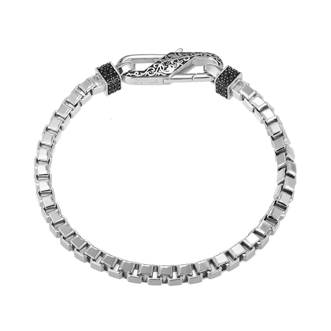 Links Gunmetal Rhodium Finish Sterling Silver Bracelet
