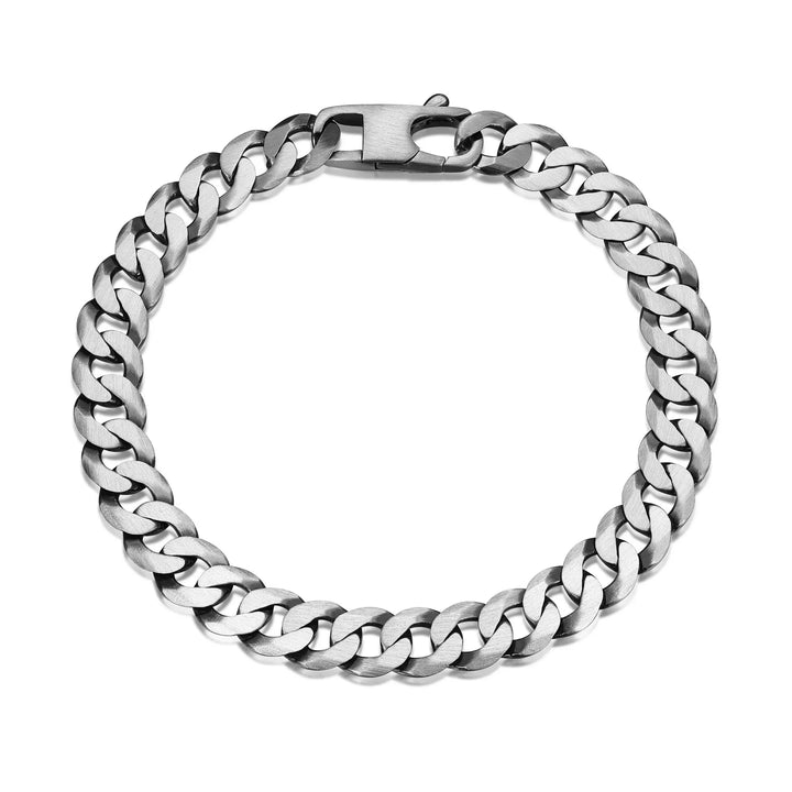 Italian Chain Brushed Gunmetal Curb Bracelet - 8.5"