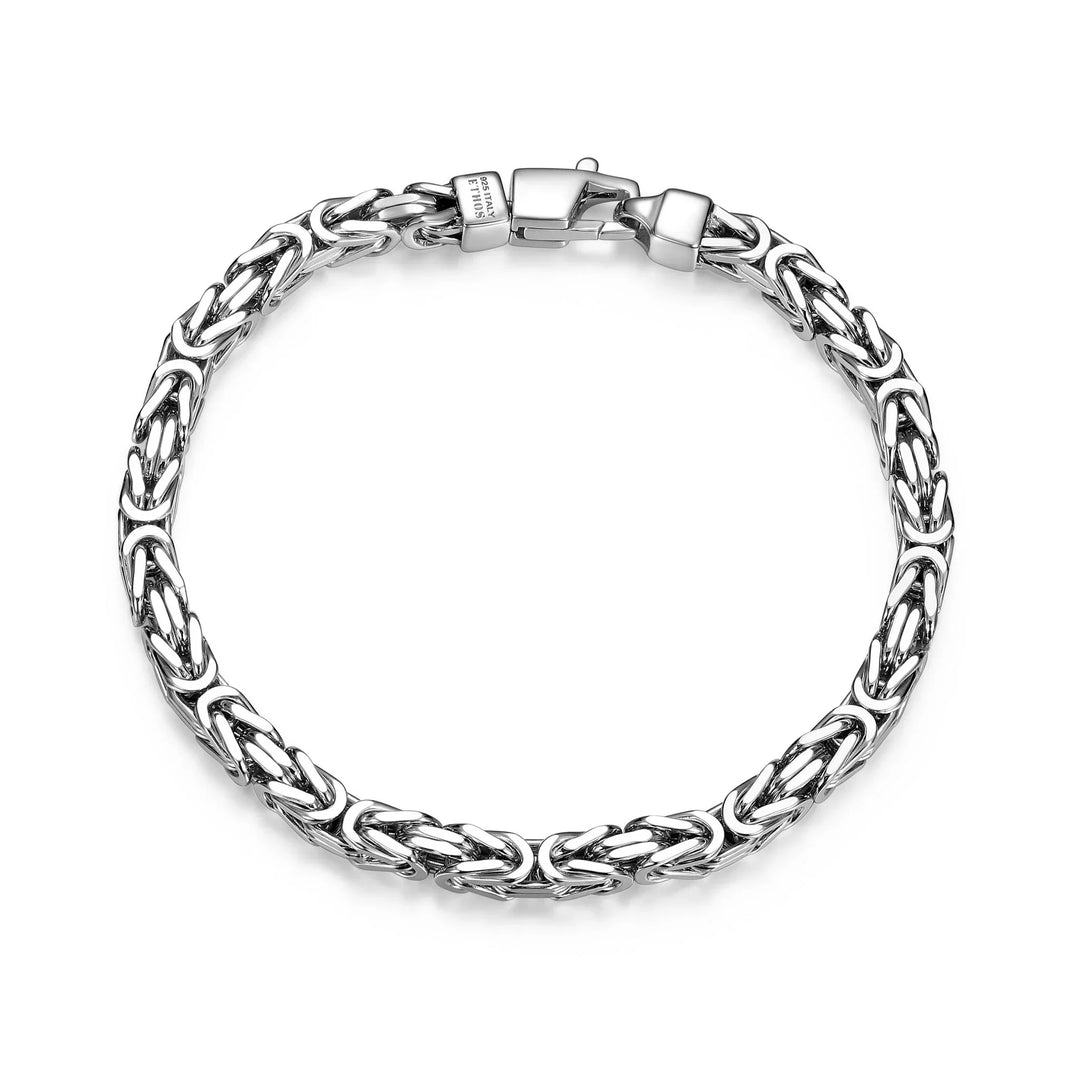 Italian Chain Rhodium Plated Byzantine Chain Bracelet - 7.75"