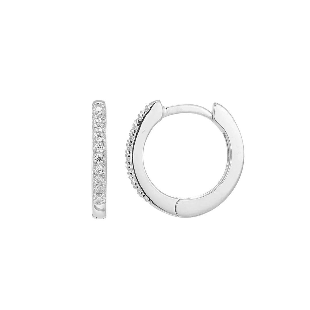 Silver Single Row Hoop Earrings