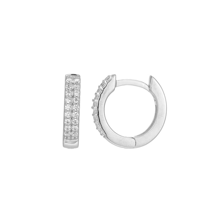 Silver Petite Double Row Hoop Earrings