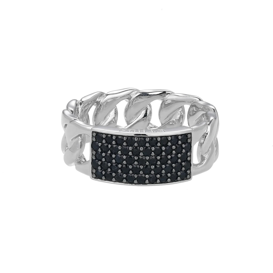 Links Gunmetal Rhodium Finish Sterling Silver Ring