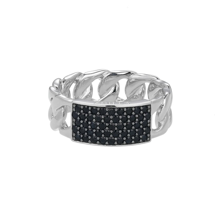 Links Gunmetal Rhodium Finish Sterling Silver Ring