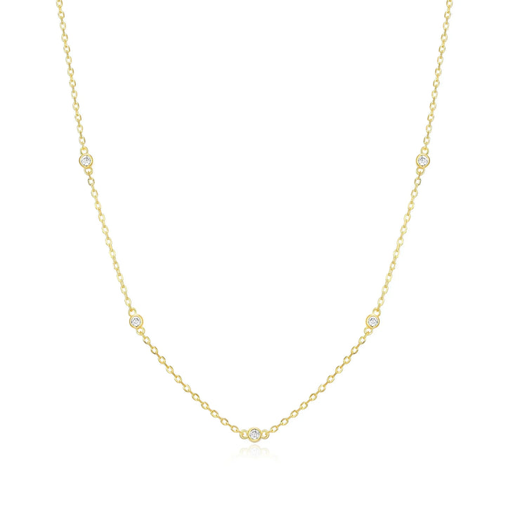 Gold Bezel-Set Lab-Created Diamond Station Necklace