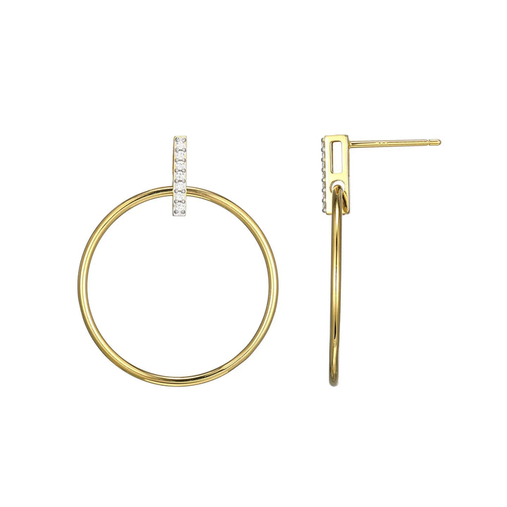 Gold Front Hoop Stud Earrings