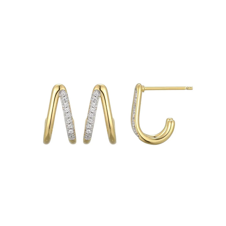 Gold Split Hoop Lab-Created Diamond Huggie Earrings