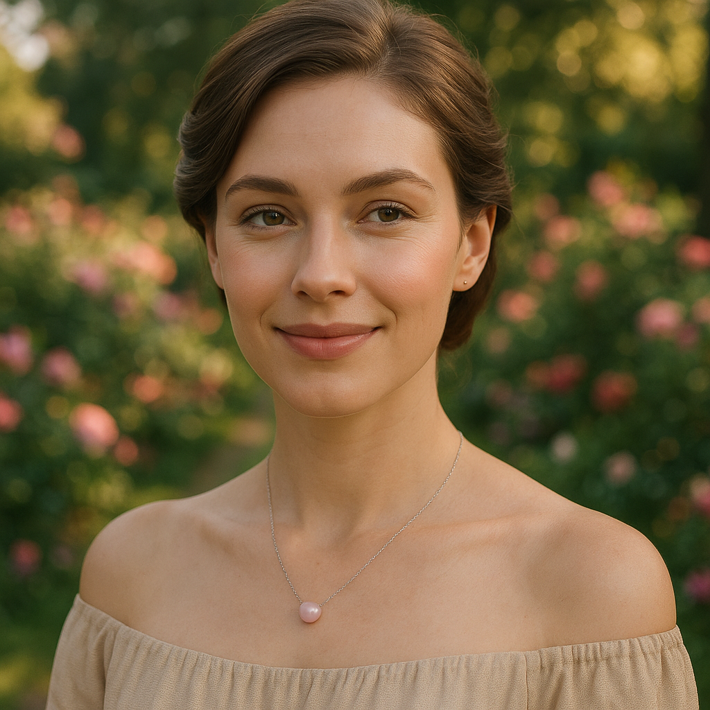 7.5-8mm Freshwater Pink Pearl Necklace in 14K White Gold