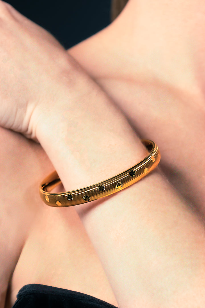 2.3in 24K Gold Spotted Bangle Bracelet