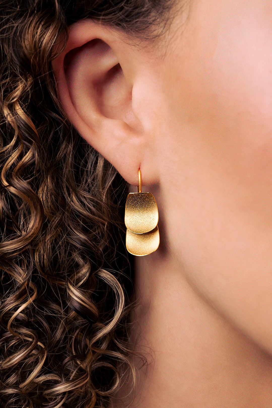 24k Gold Two-Tier Dangle Earrings