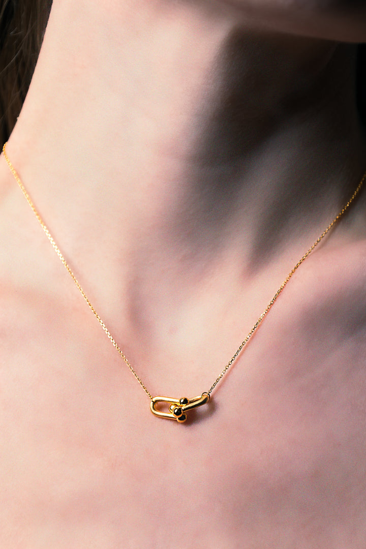 24k Gold Large Linked Pendant Chain Necklace